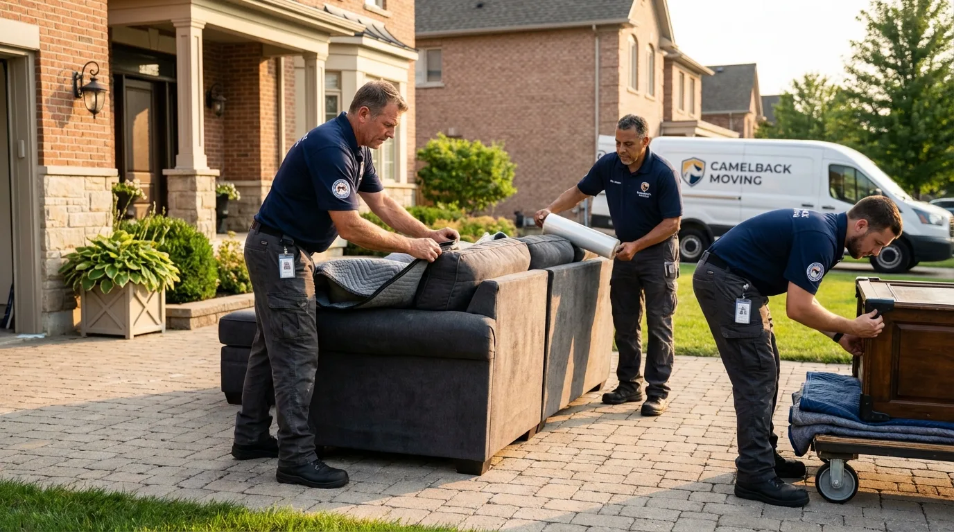 Large estate moving crew wrapping furniture in Gas City, IN
